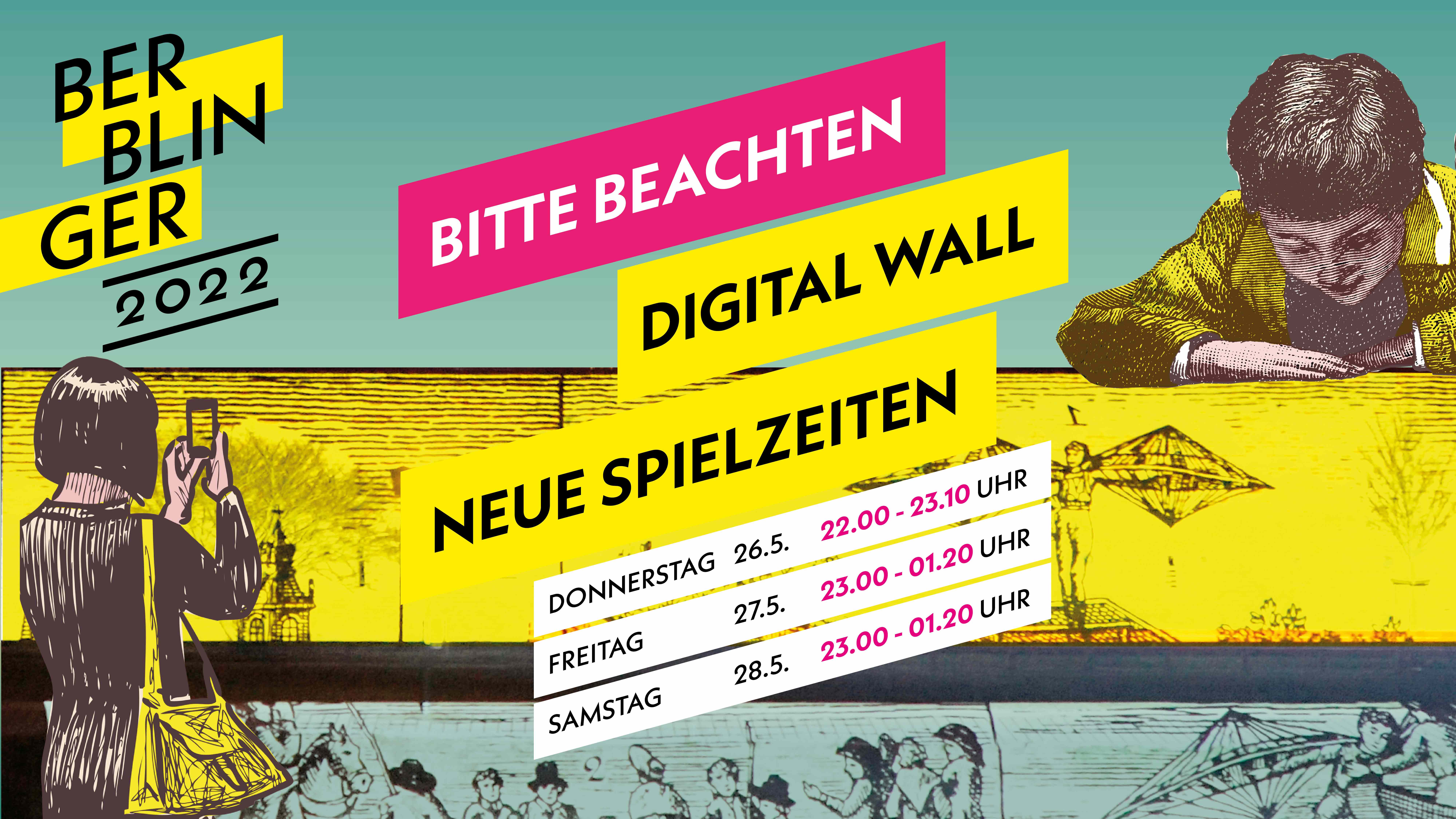 Berblinger Plakat Digital Wall mit neuen Spielzeiten